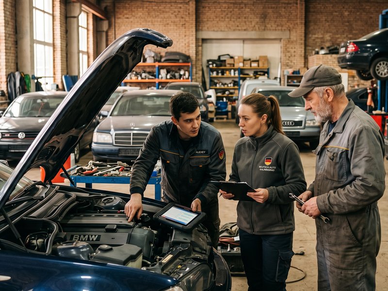 Команда специалистов компании АвтоТема Купи за работой по выкупу немецких автомобилей в Калининграде