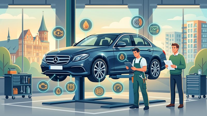 Современная иллюстрация немецкого автомобиля для статьи о подготовке машины к выкупу в Калининграде